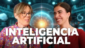 Clau y Conchita Díaz riendo durante la grabación del podcast sobre Formación en IA