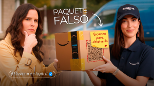 Miniatura del episodio sobre Estafas Online: Clau vestida de repartidora entregando un 'PAQUETE FALSO' a Paula